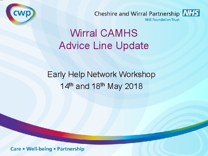 Wirral CAMHS Advice Line Update Early Help Network Workshop 14 th and 18 th