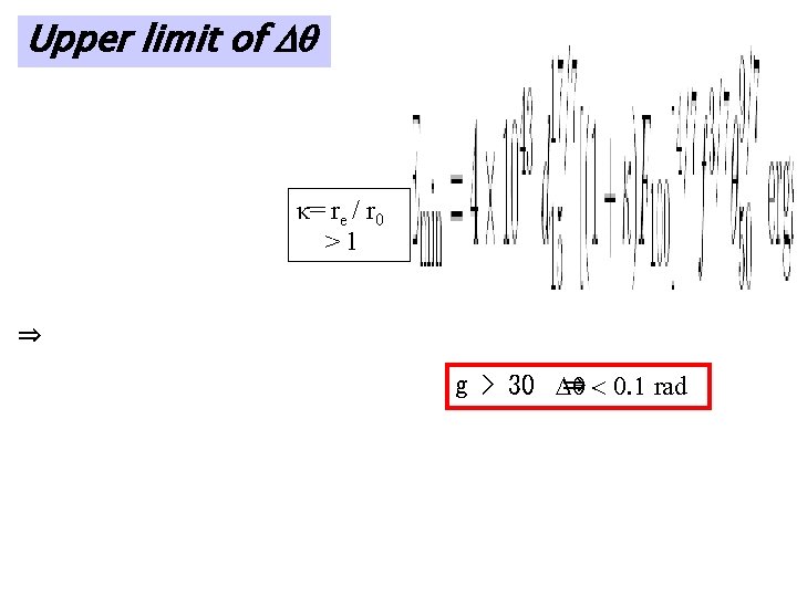 Upper limit of Dq κ= re / r 0 　　 > 1 ⇒ g