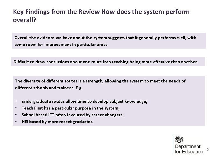 Key Findings from the Review How does the system perform overall? Overall the evidence Key Findings from the Review How does the system perform overall? Overall the evidence