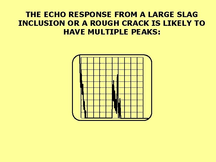 THE ECHO RESPONSE FROM A LARGE SLAG INCLUSION OR A ROUGH CRACK IS LIKELY