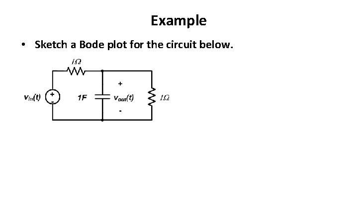 Example • Sketch a Bode plot for the circuit below. 