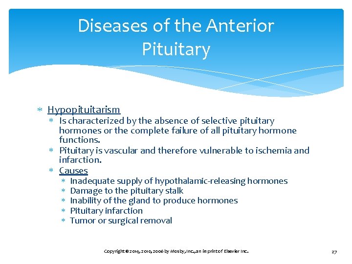 Diseases of the Anterior Pituitary Hypopituitarism Is characterized by the absence of selective pituitary