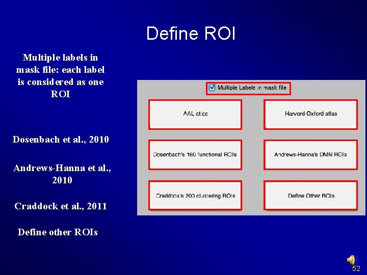 Define ROI Multiple labels in mask file: each label is considered as one ROI