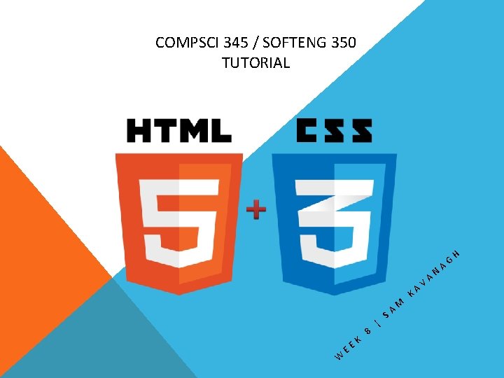 COMPSCI 345 / SOFTENG 350 TUTORIAL W E E K 8 | SA M