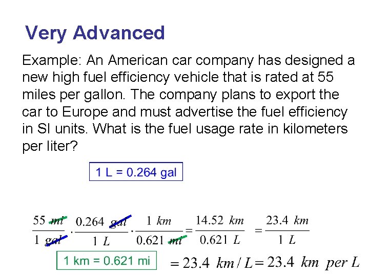 Very Advanced Example: An American car company has designed a new high fuel efficiency