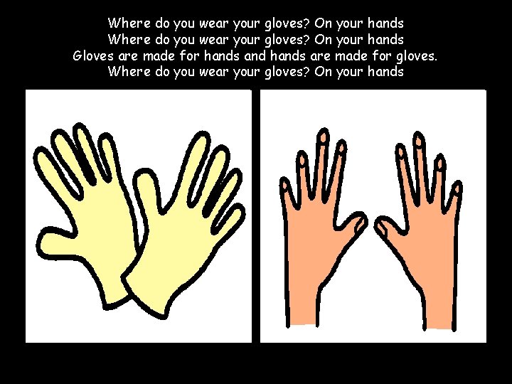 Where do you wear your gloves? On your hands Gloves are made for hands