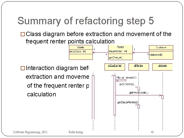 Summary of refactoring step 5 � Class diagram before extraction and movement of the