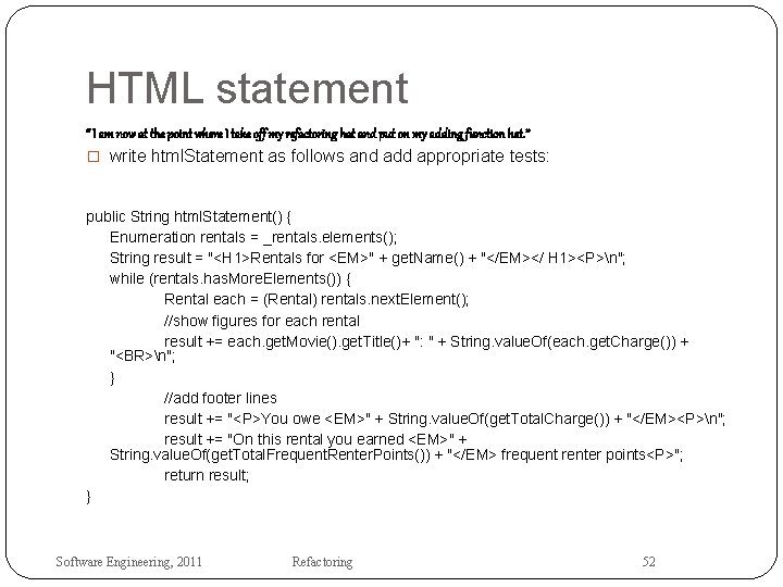 HTML statement “ I am now at the point where I take off my