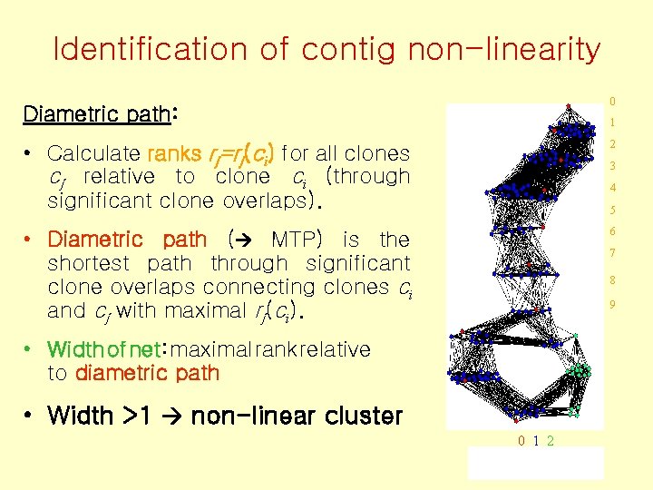 Identification of contig non-linearity 0 Diametric path: 1 • Calculate ranks rj=rj(ci) for all