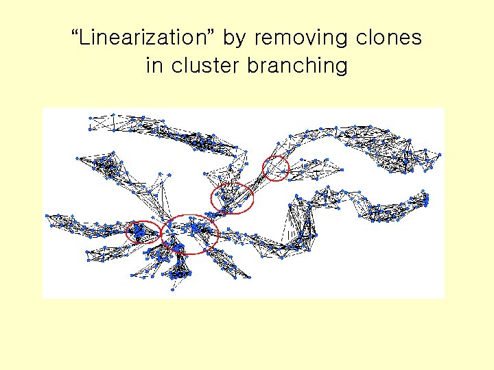 “Linearization” by removing clones in cluster branching 