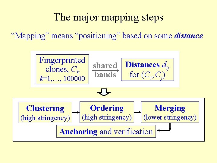 The major mapping steps “Mapping” means “positioning” based on some distance Fingerprinted Distances dij