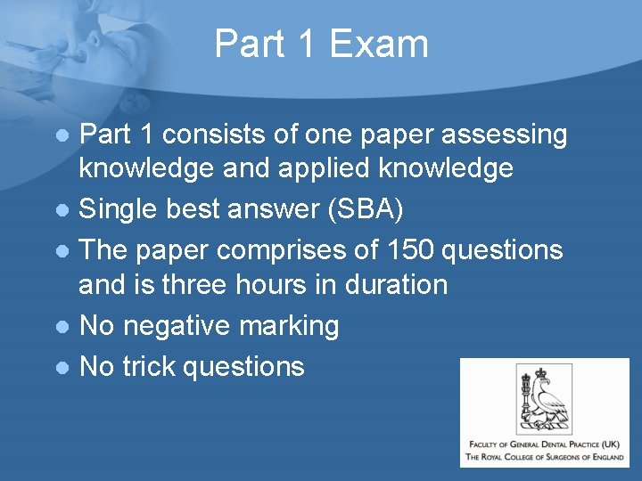Part 1 Exam Part 1 consists of one paper assessing knowledge and applied knowledge Part 1 Exam Part 1 consists of one paper assessing knowledge and applied knowledge