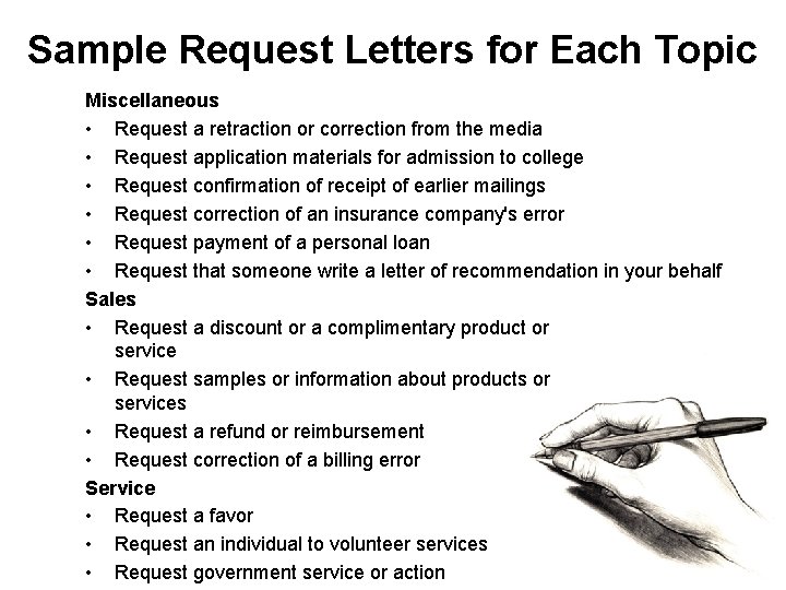 Sample Request Letters for Each Topic Miscellaneous • Request a retraction or correction from