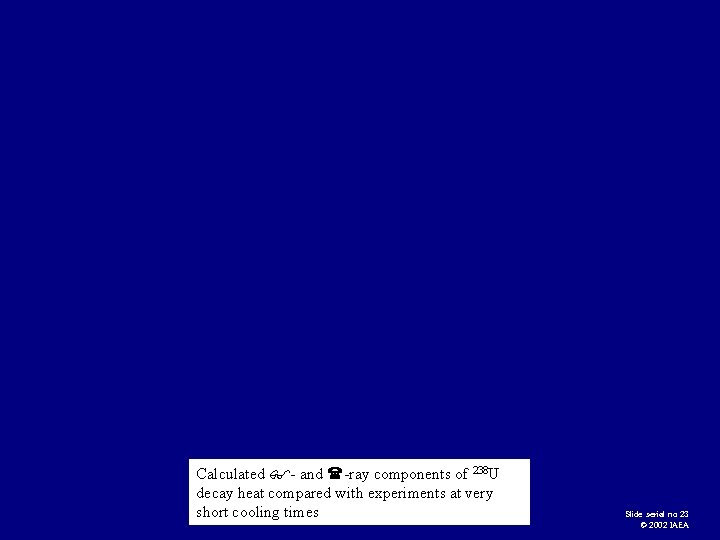 Calculated - and -ray components of 238 U decay heat compared with experiments at