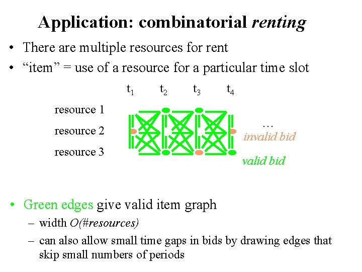 Application: combinatorial renting • There are multiple resources for rent • “item” = use Application: combinatorial renting • There are multiple resources for rent • “item” = use