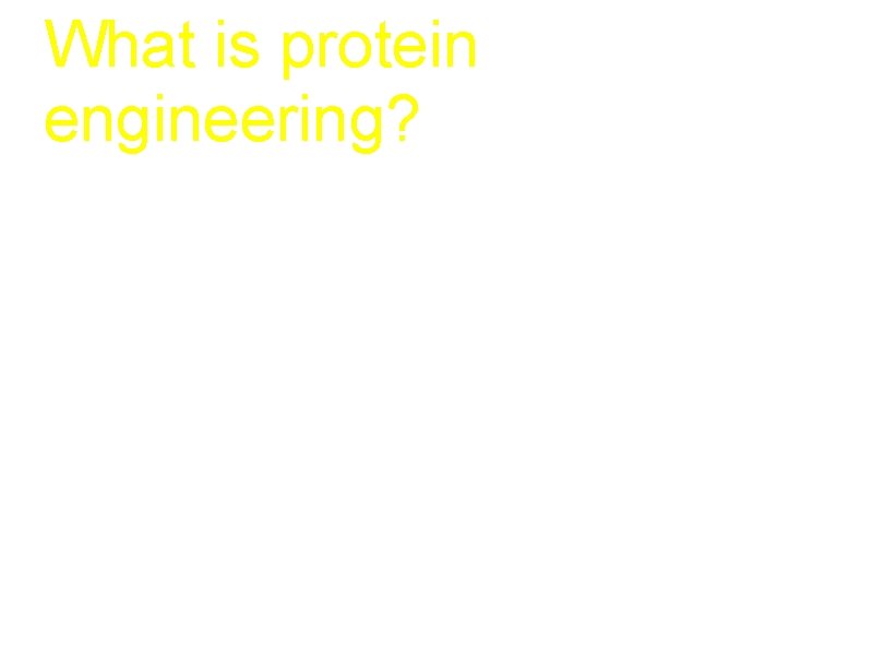 What is protein engineering? a. Chemical or genetic alteration of a protein in order