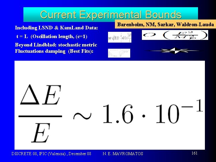 Current Experimental Bounds Including LSND & Kam. Land Data: Barenboim, NM, Sarkar, Waldron-Lauda t