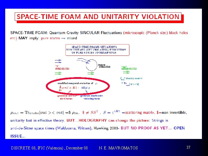 DISCRETE 08, IFIC (Valencia) , December 08 N. E. MAVROMATOS 37 