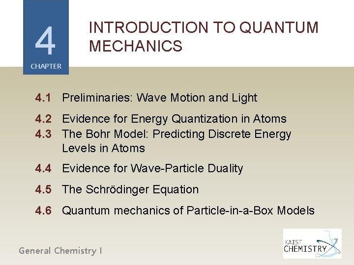 4 INTRODUCTION TO QUANTUM MECHANICS CHAPTER 4. 1 Preliminaries: Wave Motion and Light 4.