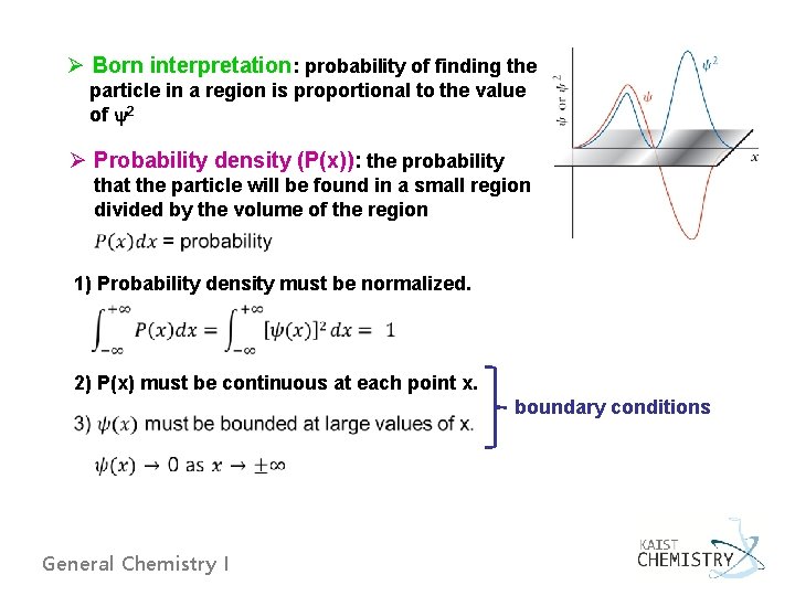 Ø Born interpretation: probability of finding the particle in a region is proportional to