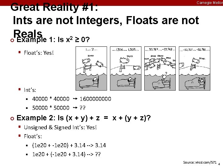 Carnegie Mellon Great Reality #1: Ints are not Integers, Floats are not Reals 2