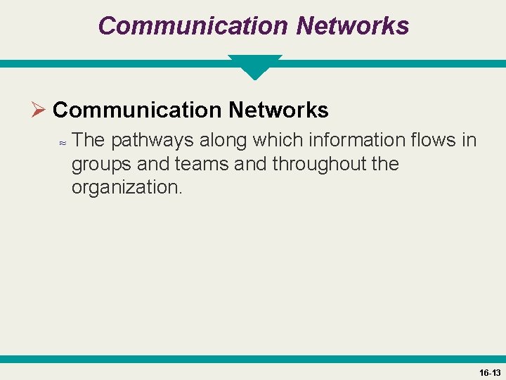 Communication Networks Ø Communication Networks ≈ The pathways along which information flows in groups