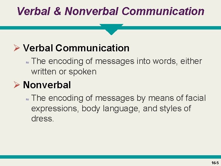 Verbal & Nonverbal Communication Ø Verbal Communication ≈ The encoding of messages into words,