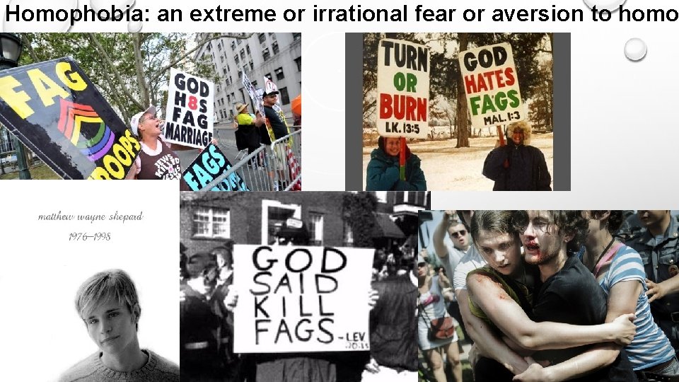 Homophobia: an extreme or irrational fear or aversion to homo 