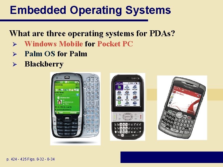 Embedded Operating Systems What are three operating systems for PDAs? Ø Ø Ø Windows Embedded Operating Systems What are three operating systems for PDAs? Ø Ø Ø Windows