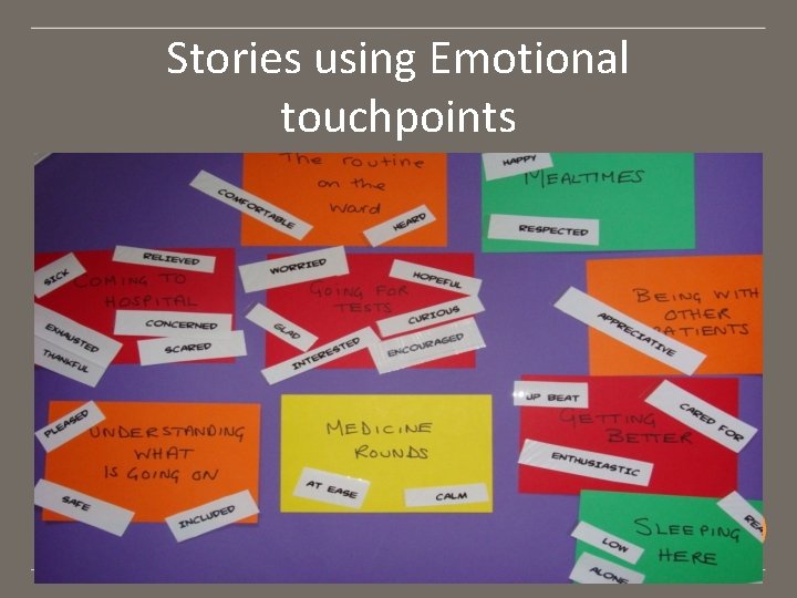Stories using Emotional touchpoints 