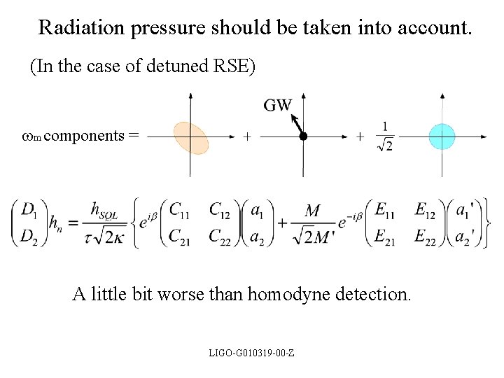 Radiation pressure should be taken into account. (In the case of detuned RSE) wm