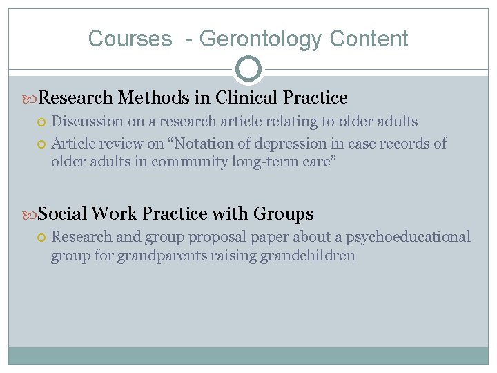 Courses - Gerontology Content Research Methods in Clinical Practice Discussion on a research article