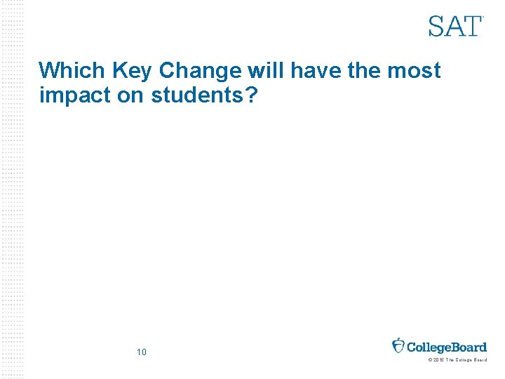 Which Key Change will have the most impact on students? 10 © 2015 The