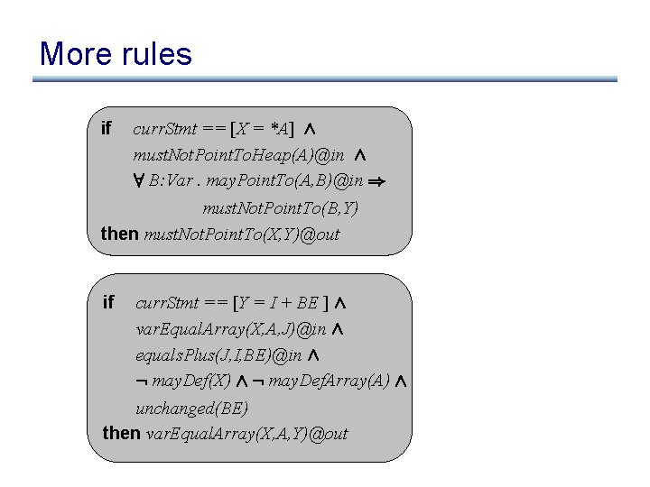 More rules if curr. Stmt == [X = *A] Æ must. Not. Point. To.