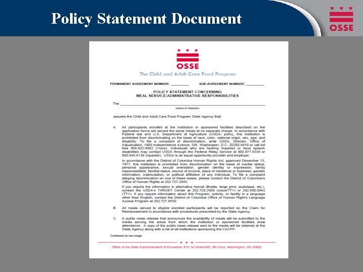 Policy Statement Document Policy Statement Document