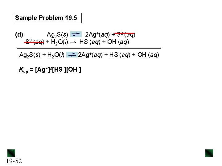 Sample Problem 19. 5 (d) Ag 2 S(s) 2 Ag+(aq) + S 2 -(aq)