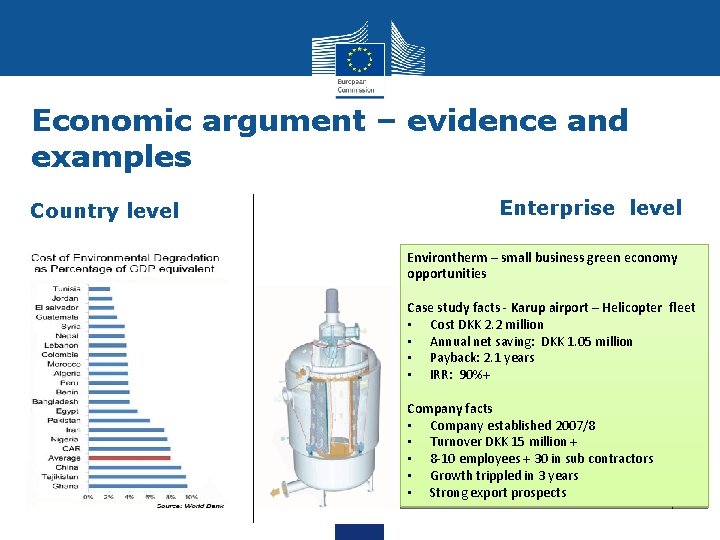 Economic argument – evidence and examples Country level Enterprise level Environtherm – small business