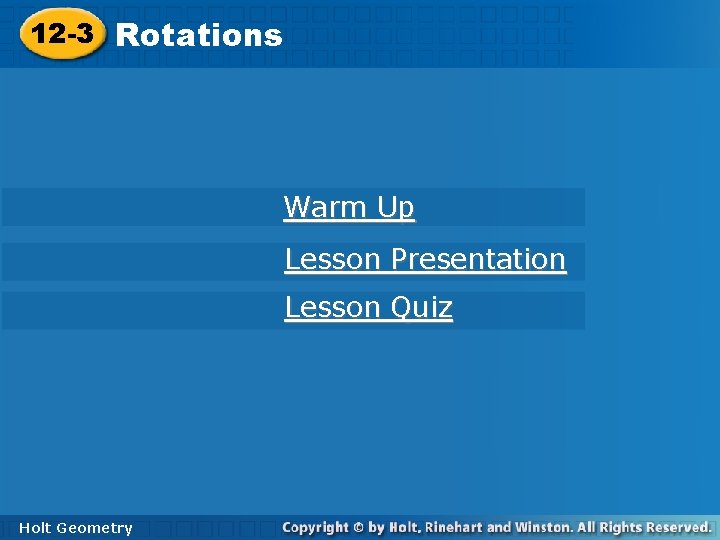 12 3 Rotations Warm Up Lesson Presentation Lesson
