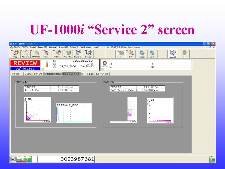 UF-1000 i “Service 2” screen 