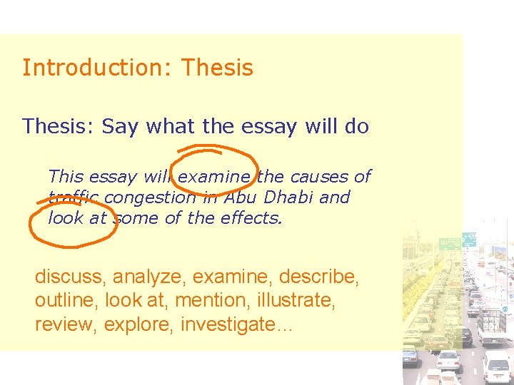 Introduction: Thesis: Say what the essay will do This essay will examine the causes