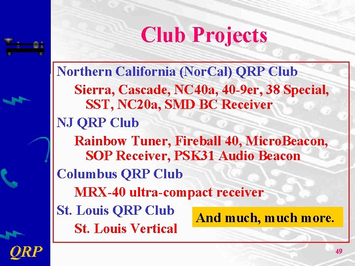 Club Projects Northern California (Nor. Cal) QRP Club Sierra, Cascade, NC 40 a, 40