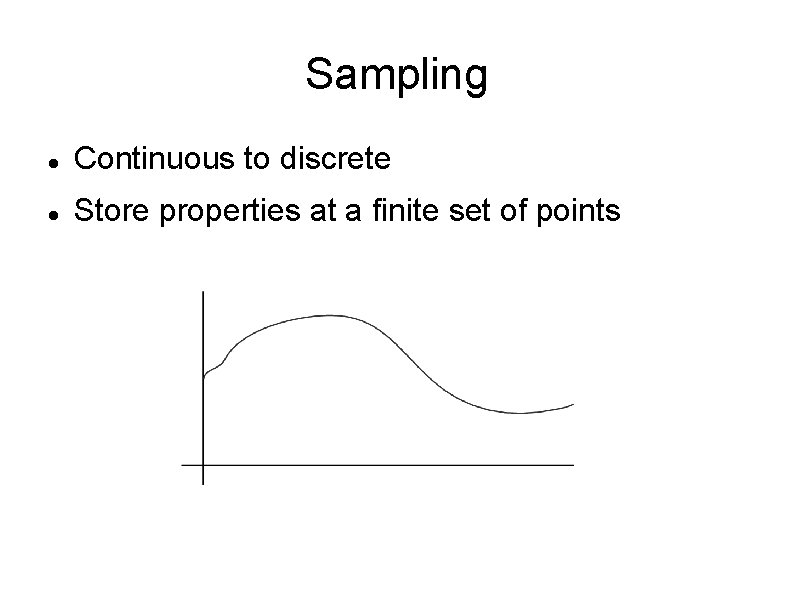 Sampling Continuous to discrete Store properties at a finite set of points 