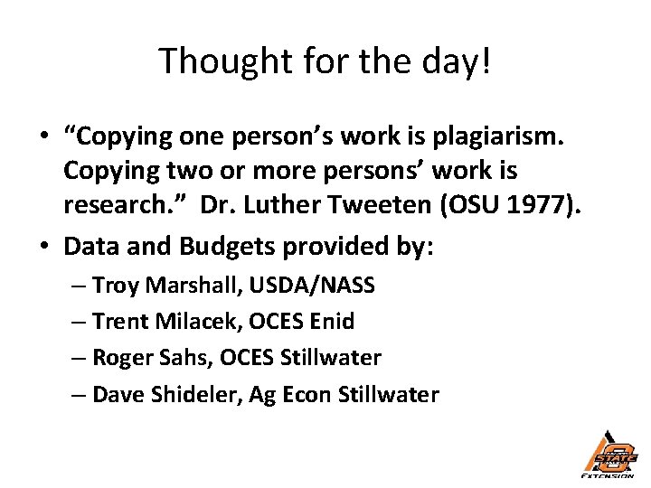 Thought for the day! • “Copying one person’s work is plagiarism. Copying two or