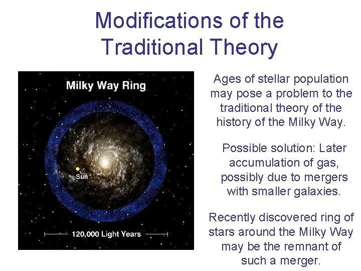 Modifications of the Traditional Theory Ages of stellar population may pose a problem to