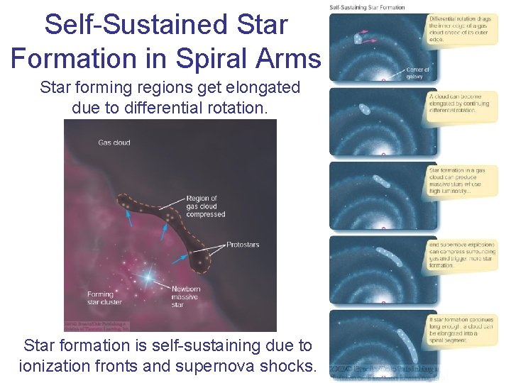 Self-Sustained Star Formation in Spiral Arms Star forming regions get elongated due to differential