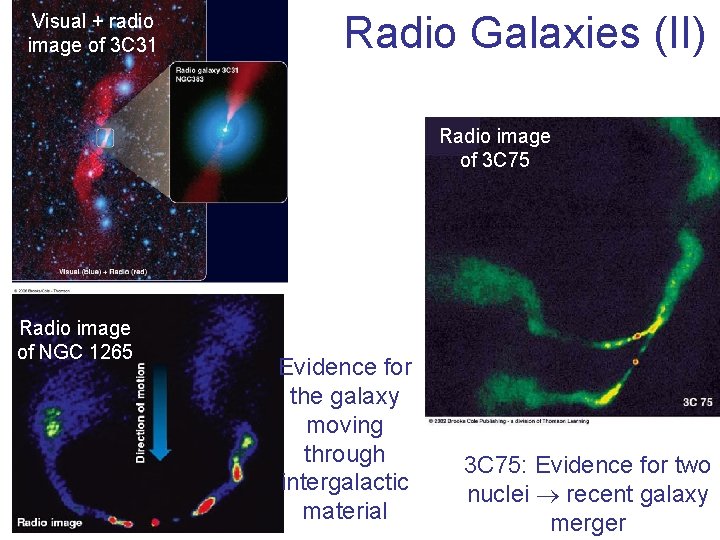 Visual + radio image of 3 C 31 Radio Galaxies (II) Radio image of