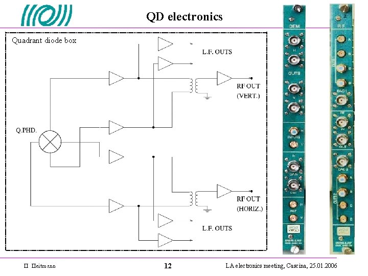 QD electronics Quadrant diode box 12 LA electronics meeting, Cascina, 25. 01. 2006 