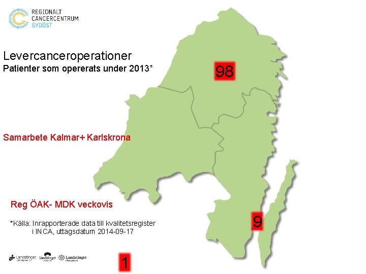 Levercanceroperationer Patienter som opererats under 2013* 98 Samarbete Kalmar+ Karlskrona Reg ÖAK- MDK veckovis