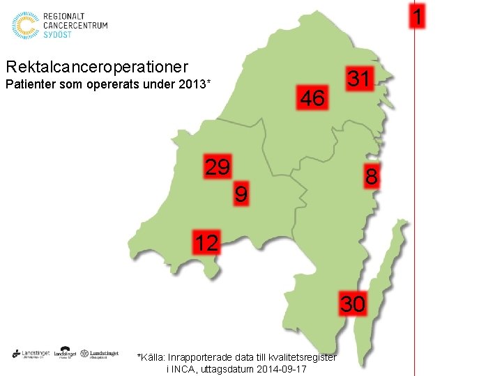 1 Rektalcanceroperationer Patienter som opererats under 2013* 46 29 9 31 8 12 30