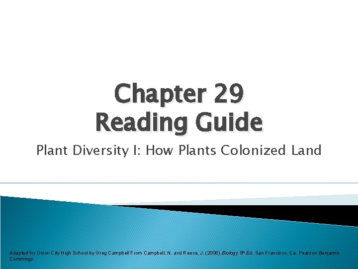 Chapter 29 Reading Guide Plant Diversity I: How Plants Colonized Land Adapted for Union